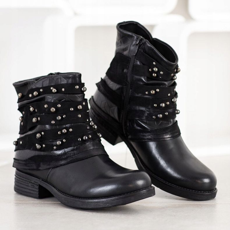 Queentina Udobne čizme s ukrasima crno 1