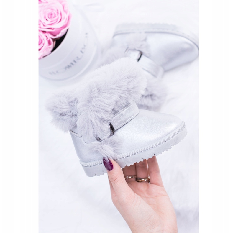 FRROCK Tople dječje čizme za snijeg s krznenim srebrnim JellyBeans srebro 1