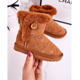 Apawwa Dječje čizme za snijeg s krznom i gumbima Smeđe boje Kawai smeđa 1