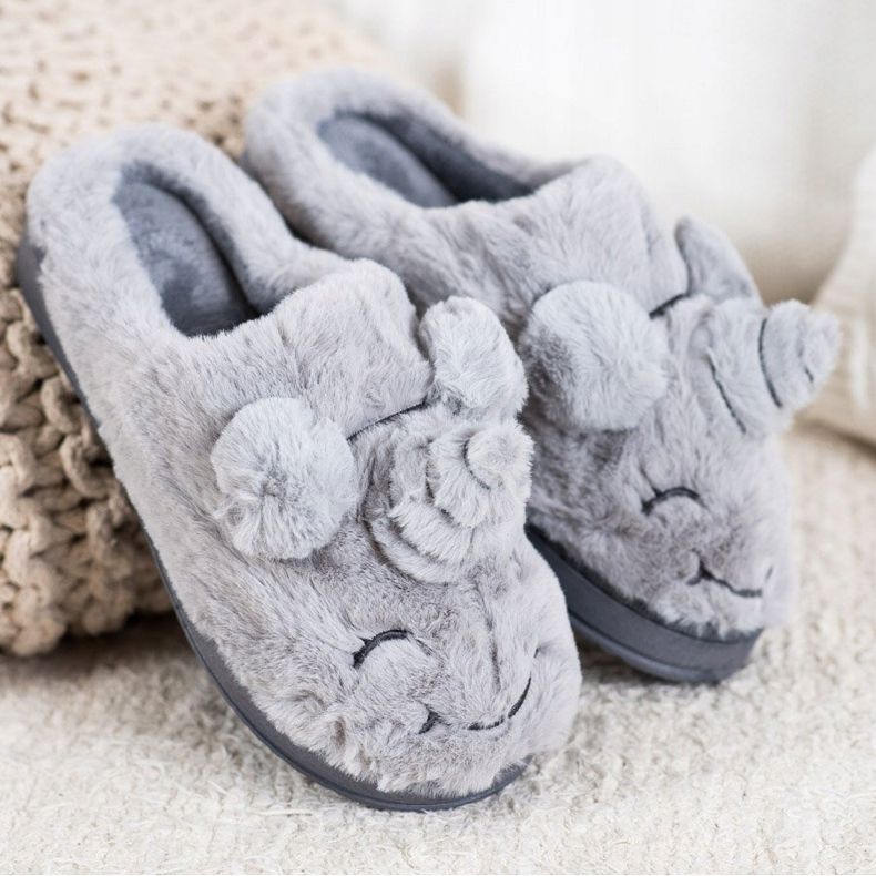 Bona Ženske papuče jednorog siva 1