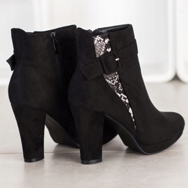 SHELOVET Čizme s visokom potpeticom sa zmijskim printom crna siva 1