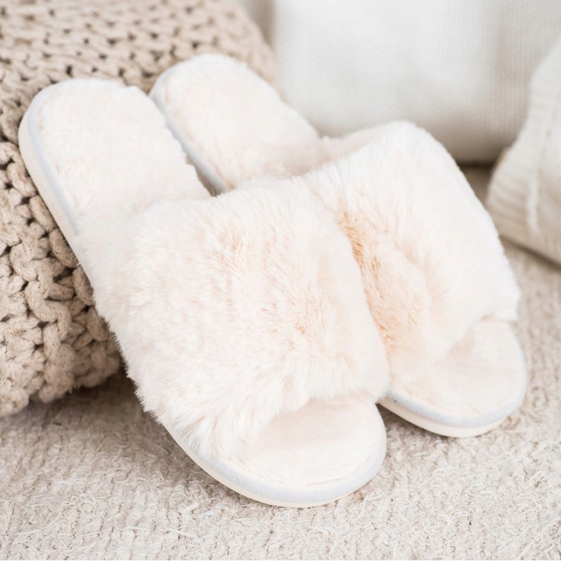 Bona Papuče s krznom bež 1