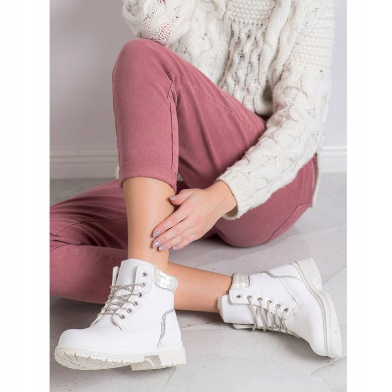 SHELOVET Planinarske čizme s velur potplatima bijela srebro 1