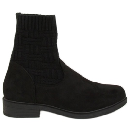 Čizme s gornjim dijelom džempera crne E2100 Crne crno 2