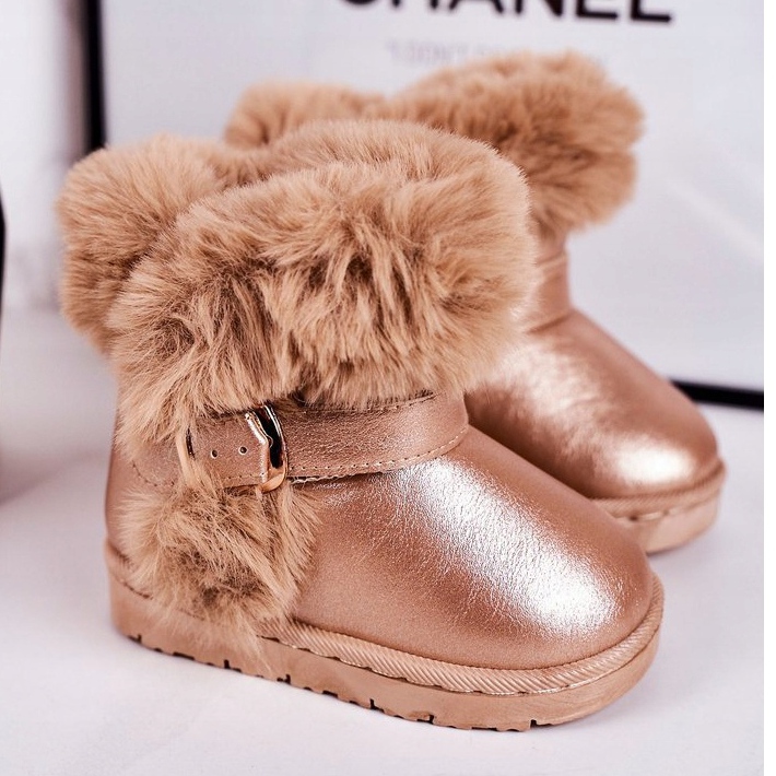 FRROCK Tople dječje čizme za snijeg s krznom Rose Gold JellyBeans ružičasta 1