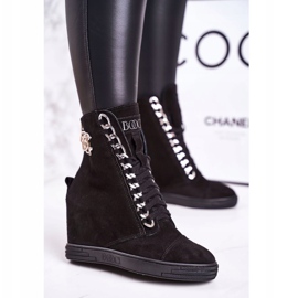 Ženske tenisice od antilopa BOOCI 2222/066 / s Srebrni lanac Crna 1