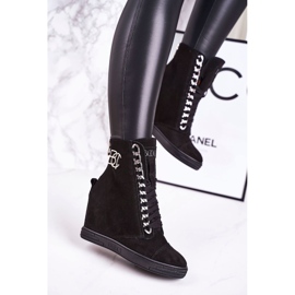 Ženske tenisice od antilopa BOOCI 2222/066 / s Srebrni lanac Crna crno 2