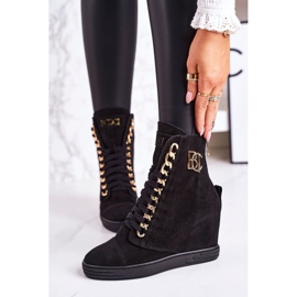 Ženske tenisice od antilopa BOOCI 2222/066 / sa zlatnim lancem crne boje crno 2