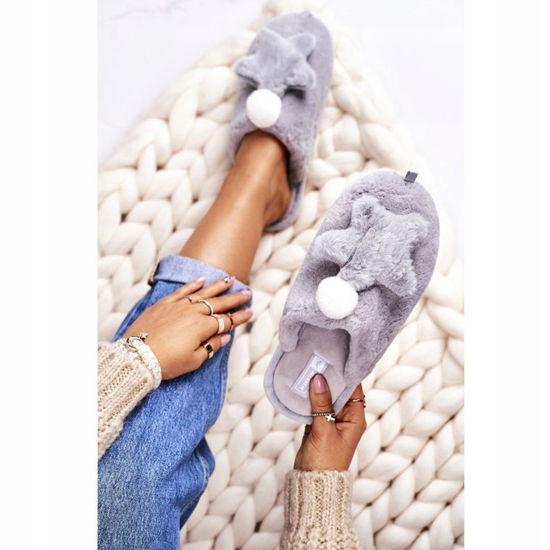 Ženske papuče s krznom i zvjezdano sivom noći-noći siva 2
