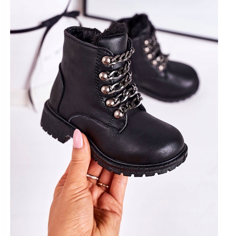 Dječji izolirani hvatači od ekološke kože Lančić Black Rock &amp; Roll crna 2