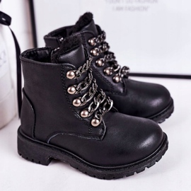 Dječji izolirani hvatači od ekološke kože Lančić Black Rock &amp; Roll crna 1