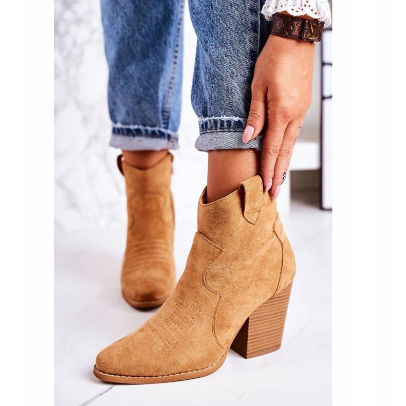 MSMG Ženske tople kaubojske čizme karamel Margaret smeđa 2