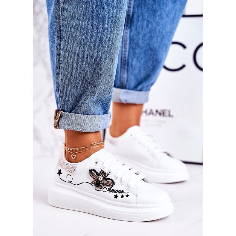 Ženske sportske cipele Tenisice s bijelim srebrnim amurom bijela 1