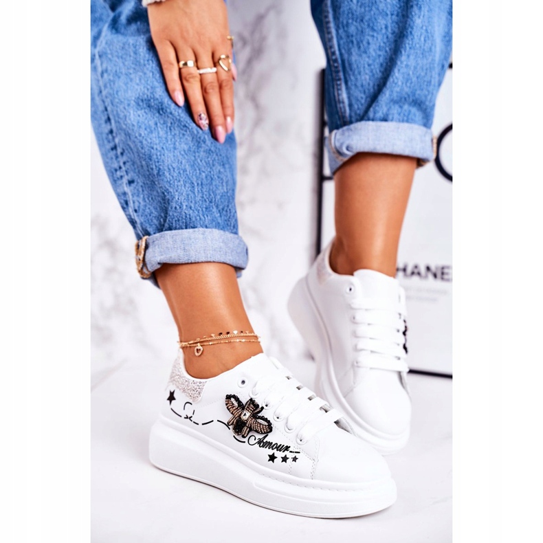 Ženske sportske cipele Tenisice s bijelim srebrnim amurom bijela 2