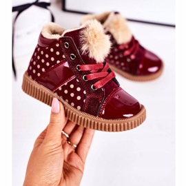 PL1 Dječje tenisice s toplim čizmama u točkicama crvena Anastasia 2