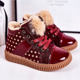 PL1 Dječje tenisice s toplim čizmama u točkicama crvena Anastasia 1