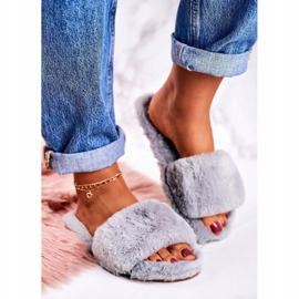 FRJ Ženske papuče od sivog krzna Sivi hladni dani siva 1