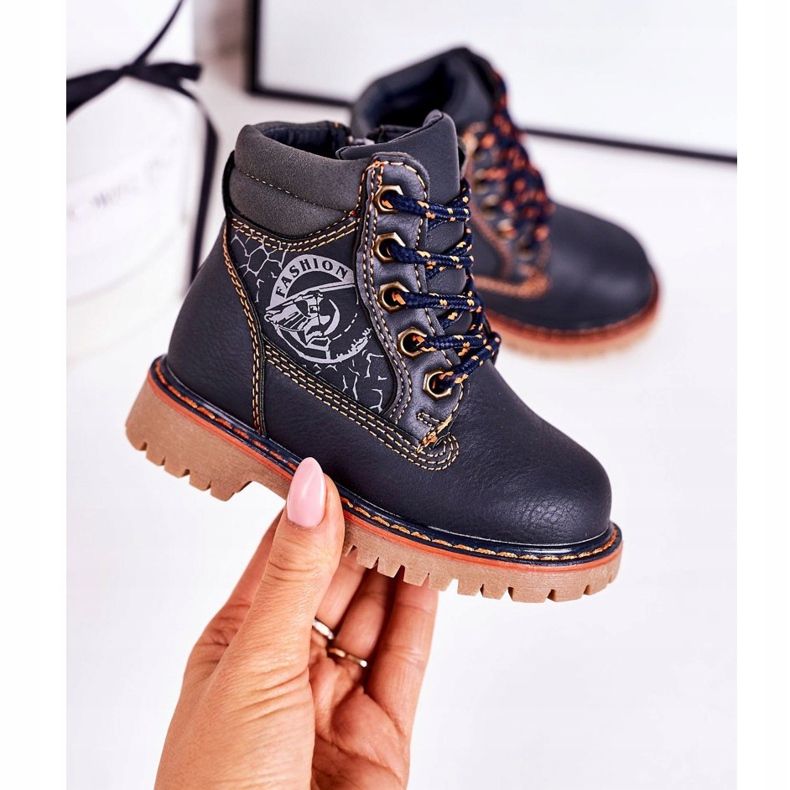 PL1 Dječje tople čizme hvatači na gumenom potplatu, tamnoplavi Bobby tamnoplava narančasta 2