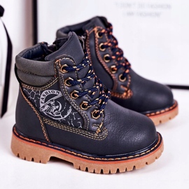 PL1 Dječje tople čizme hvatači na gumenom potplatu, tamnoplavi Bobby mornarsko plava naranča 1