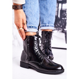 PJ1 Klasične ženske tople čizme lakirane crne Jednostavnost crno 2