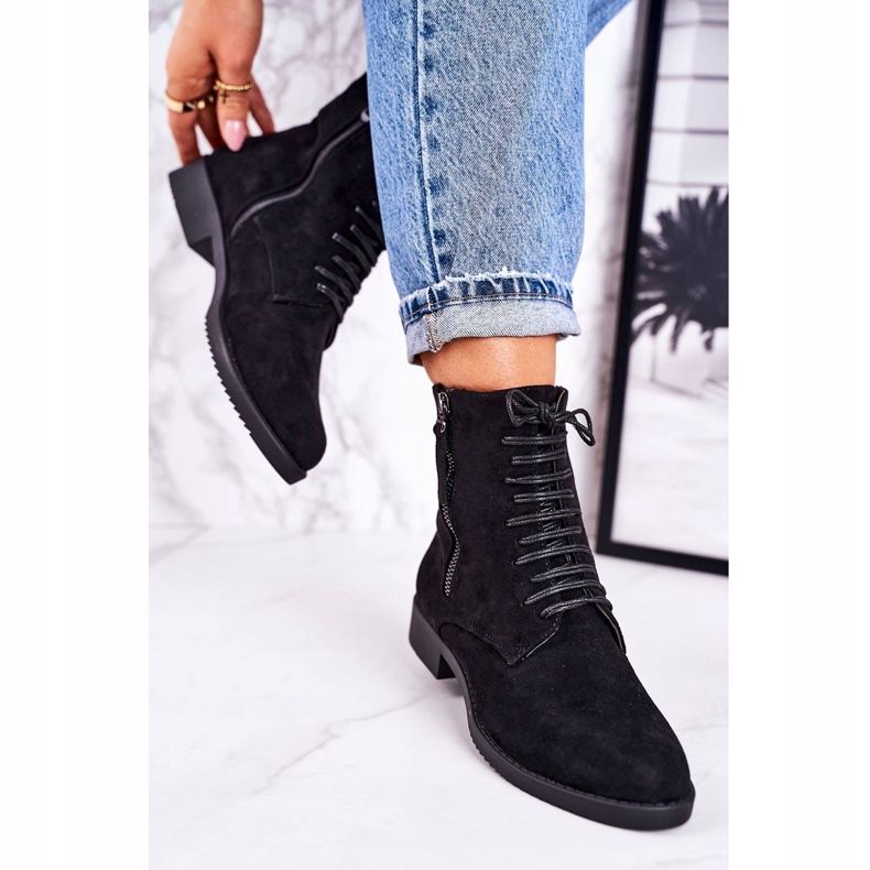 PJ1 Klasične ženske tople čizme od antilopa Crna jednostavnost 2