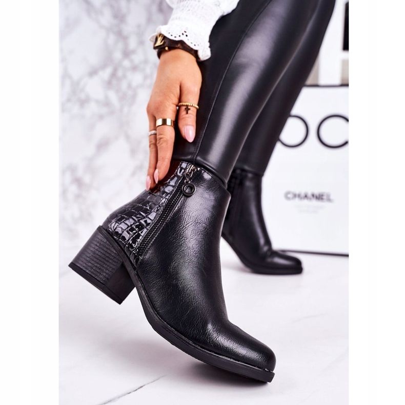 PJ1 Ženske tople čizme na životinjama s visokim potpeticama ispis crne boje Confidence crno 1