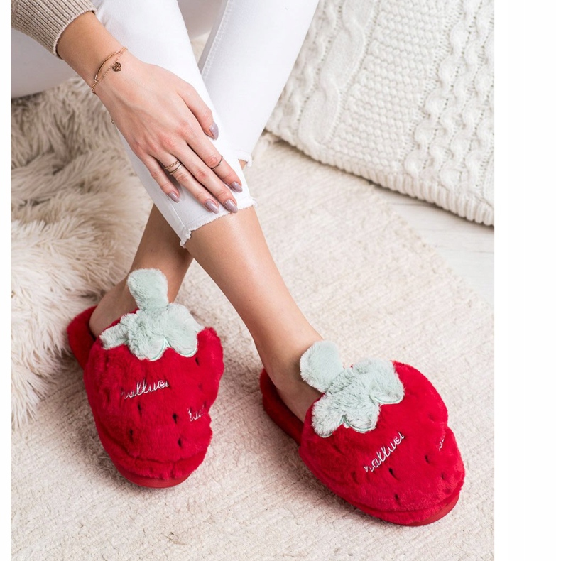 Bona Papuče od jagoda crvena siva 1