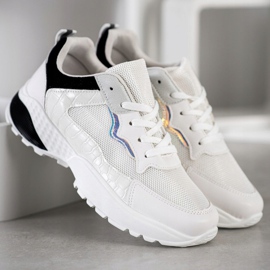 SHELOVET Tenisice s crnim umetcima bijela crno siva 1