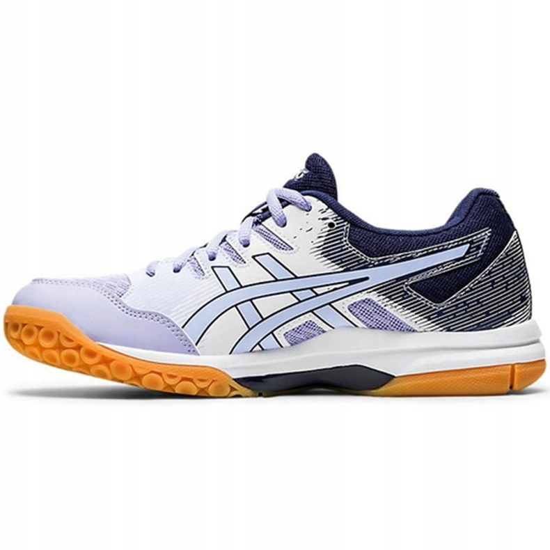 Asics Gel Rocket 9 bijelo-ljubičaste ženske cipele za odbojku 1072A034 103 bijela 1