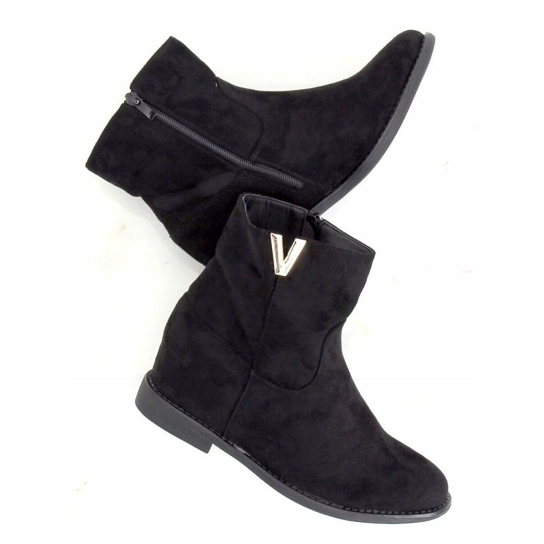 Crne ZT1013 Crne čizme na skrivenoj klinnoj peti crna 1