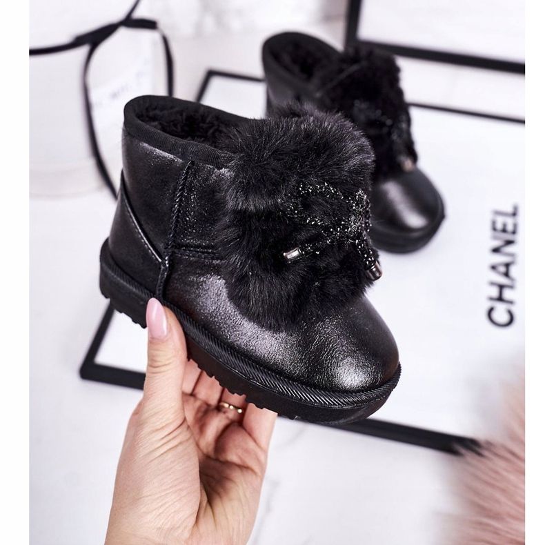 Dječje čizme za snijeg s krznom Crna Aurora 1