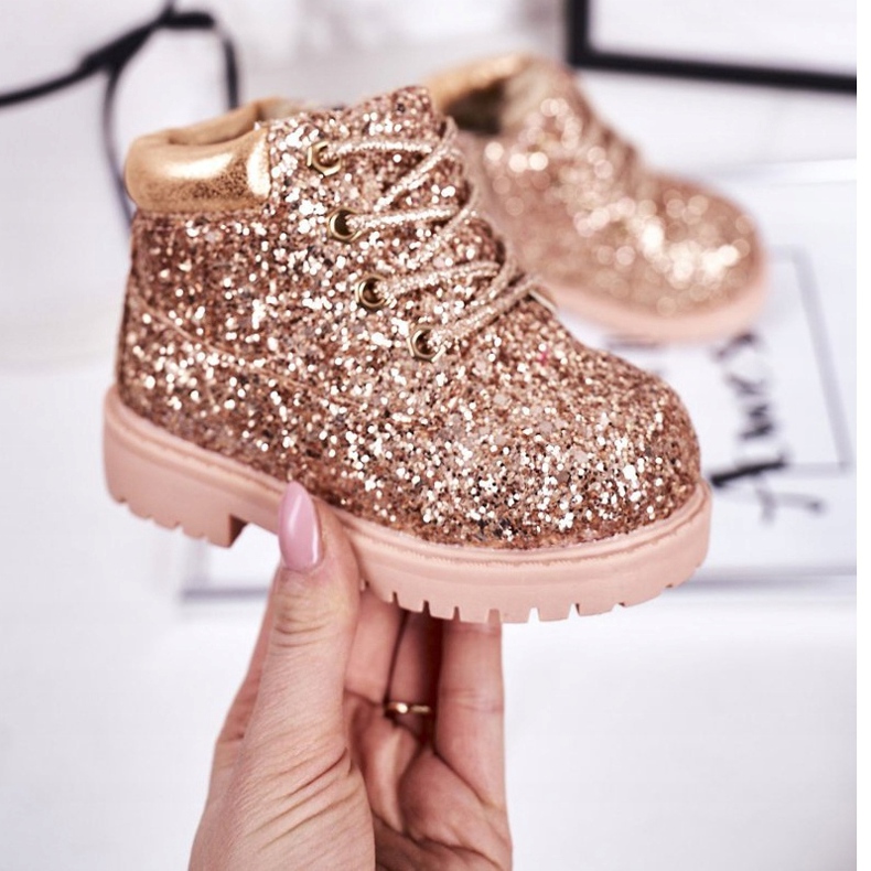 Dječje brokatne tople čizmice hvatači ružičasto zlatna sirena ružičasta 2