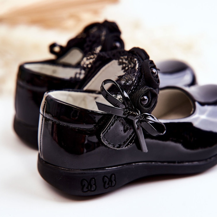 Apawwa Dječje balerinke s čičkom s čipkom Black Evelyn crno 2