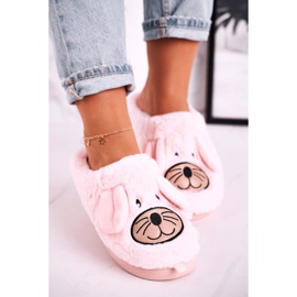 JOMIX Ženske ružičaste mišje krznene papuče Dom Sweet Home ružičasta 1