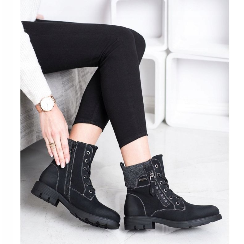 Super Mode Planinarske čizme s ukrasnim patentnim zatvaračem crna 2