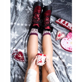 SHELOVET Snježne čizme na platformi crno crvena 1