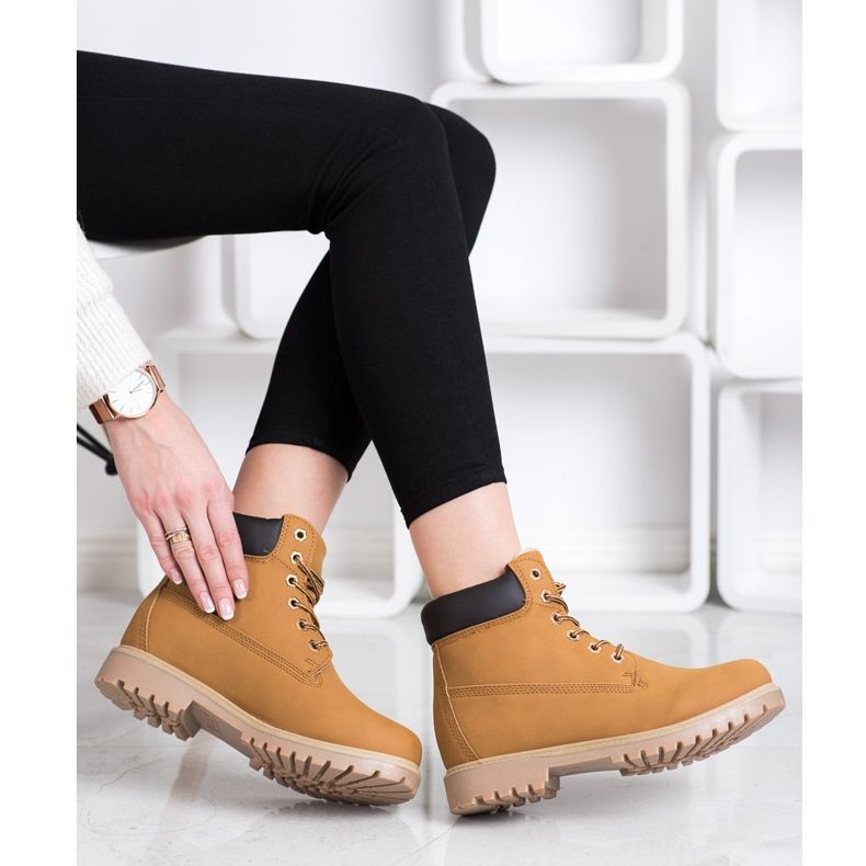 SHELOVET Tople planinarske čizme s eko kožom smeđa 2