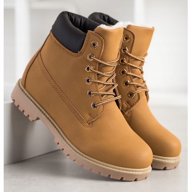 SHELOVET Tople planinarske čizme s eko kožom smeđa 1