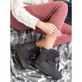 Queentina Topli mukluki s ukrasom siva 2