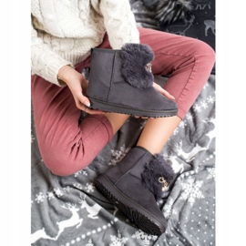 Queentina Topli mukluki s ukrasom siva 1