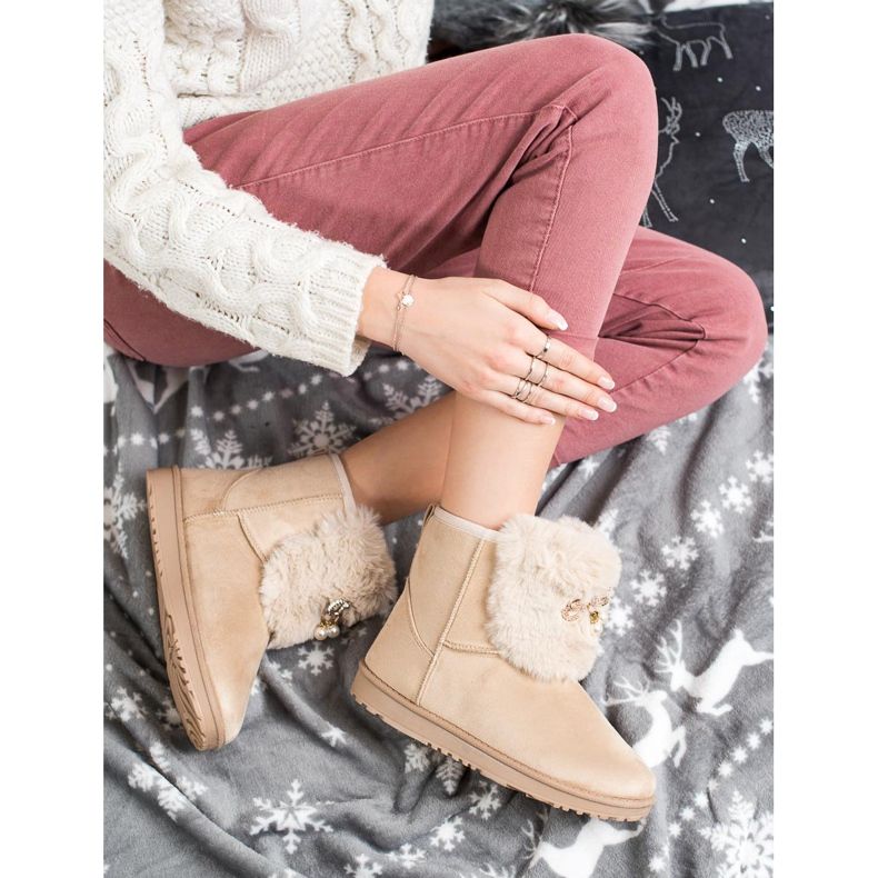 Queentina Topli mukluki s ukrasom bež 1