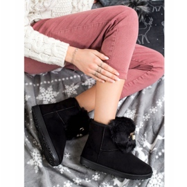 Queentina Topli mukluki s ukrasom crno 1