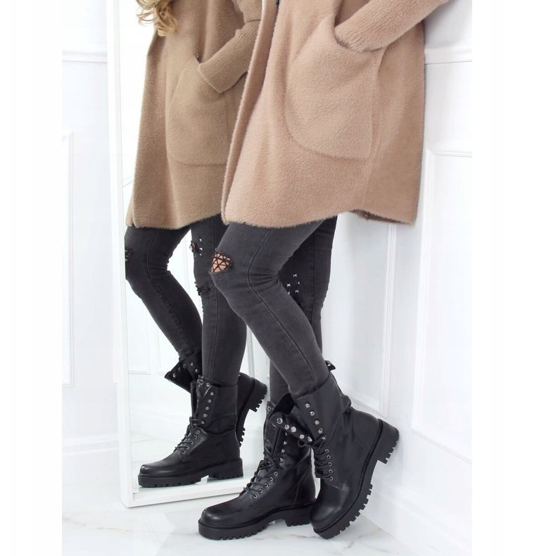 Crne vojne čizme na čipku NC1092 Black crno 2