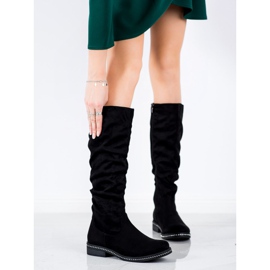 SHELOVET Čizme od antilopa s kubnim cirkonijem crna 2