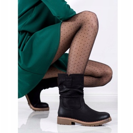 Super Mode Čizme s naboranim gornjim dijelovima crna 1