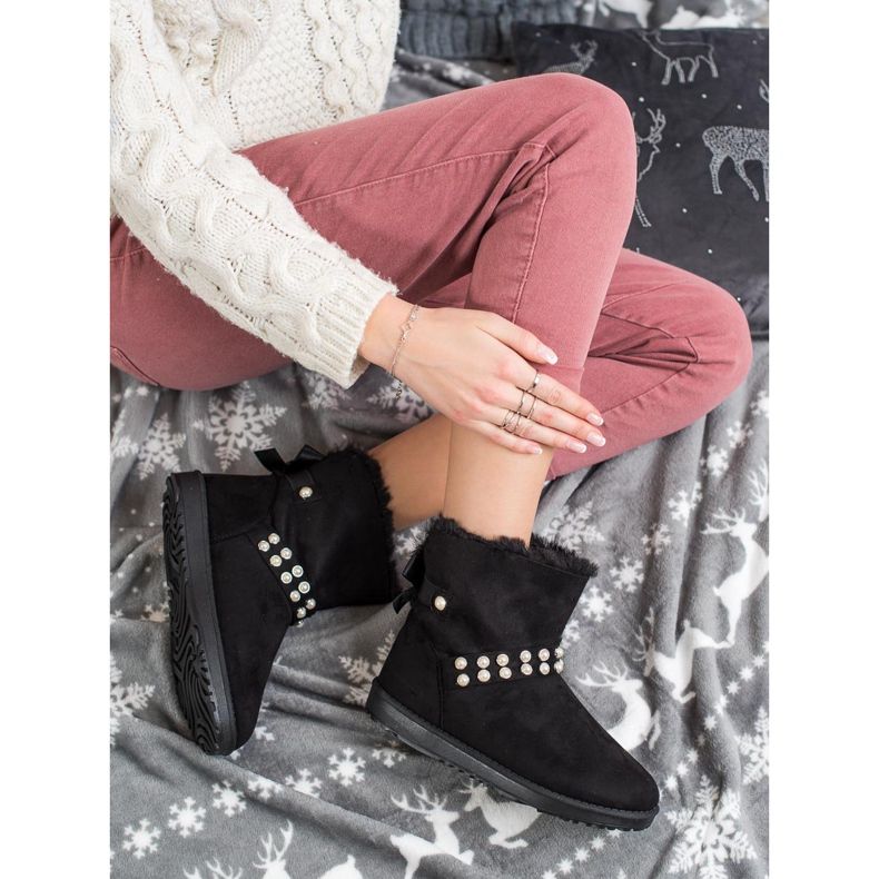 Queentina Crni mukluki s biserima crna 2