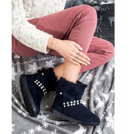 Queentina Tamnoplavi mukluki s biserima tamnoplava 1