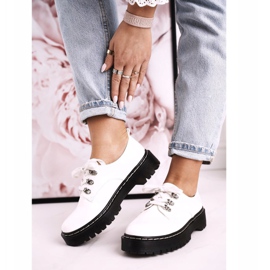 S.Barski Ženske hlače Oxfords na platformi S. Barski HX15 Lakirano bijelo bijela 1