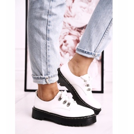 S.Barski Ženske hlače Oxfords na platformi S. Barski HX15 Lakirano bijelo bijela 2