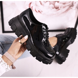 S.Barski Ženske cipele Oxfords na masivnoj platformi S. Barski HX23 Lakirano crno 2